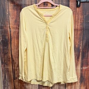 Lands' End Pale Yellow Long-Sleeve Henley Top